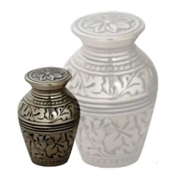 Small/Keepsake 4 Cubic Inch Silver/Black Brass Funeral Cremation Urn for Ashes
