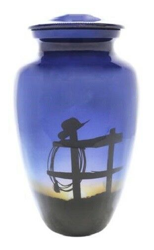 Small/Keepsake 3 Cubic Inch Cowboy Farewell Aluminum Cremation Urn for Ashes