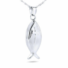Load image into Gallery viewer, Christian Fish Stainless Steel Pendant/Necklace Funeral Cremation Urn for Ashes
