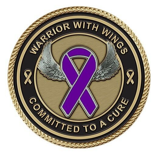 Cancer Society(Purple Ribbon) Medallion for Box Cremation Urn/Flag Case-2