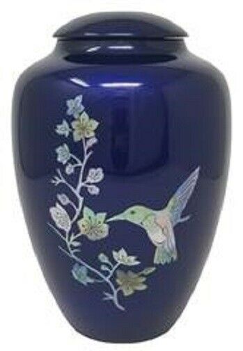 Large/Adult 200 Cubic Inch Fiber Glass Shell Art Hummingbird Cremation Urn