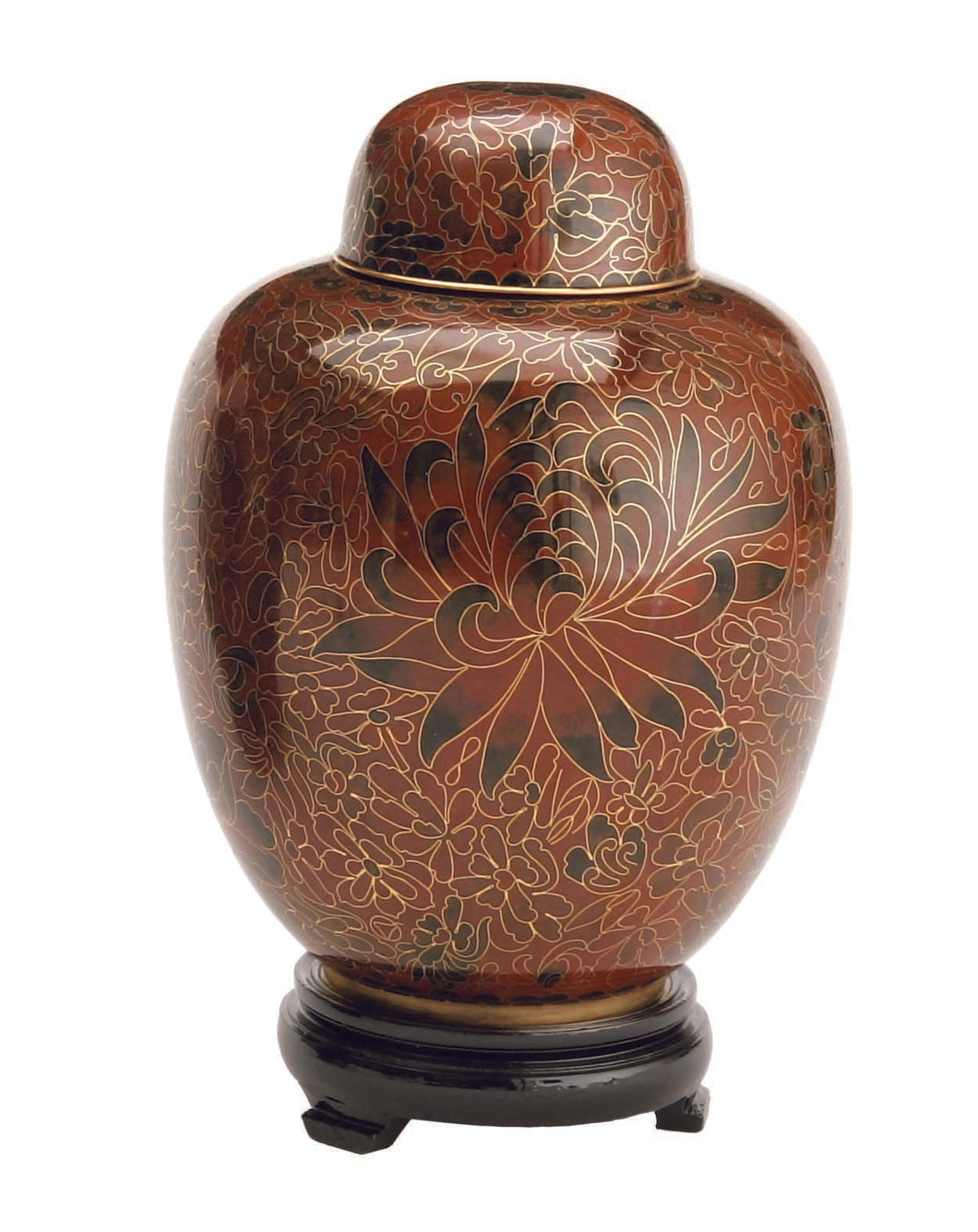 Large/Adult 210 cubic inches Amber Cloisonne Cremation Urn for Ashes w/Flowers