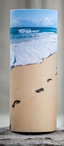 Small/Keepsake 90 Cubic Inch Beach Footprints Scattering Tube Cremation Urn