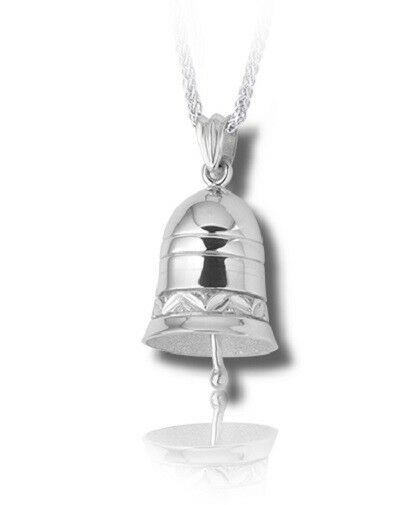 Sterling Silver Angel's Bell Funeral Cremation Urn Pendant for Ashes w/Chain