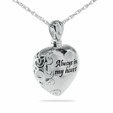 Load image into Gallery viewer, Brass &amp; Sterling Silver &quot;Always in my heart&quot; Pendant/Necklace Cremation Urn
