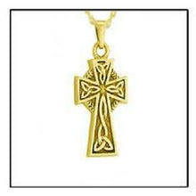Load image into Gallery viewer, Curvy Cross 24k Gold Plated Sterling Silver Cremation Urn Pendant w/Chain
