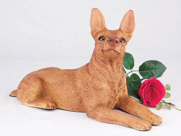 Large 130 Cubic Ins Black & Tan Miniature Pinscher Resin Urn for Ashes,Ears Up