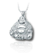 Load image into Gallery viewer, Sterling Silver Smiling Buddha Funeral Cremation Urn Pendant for Ashes w/Chain
