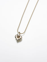 Load image into Gallery viewer, Sterling Silver Puff Heart w Loop Memorial Jewelry Pendant Funeral Cremation Urn
