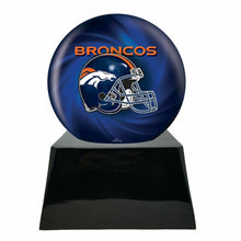 Load image into Gallery viewer, Large/Adult 200 Cubic Inch Denver Broncos Metal Ball on Cremation Urn Base
