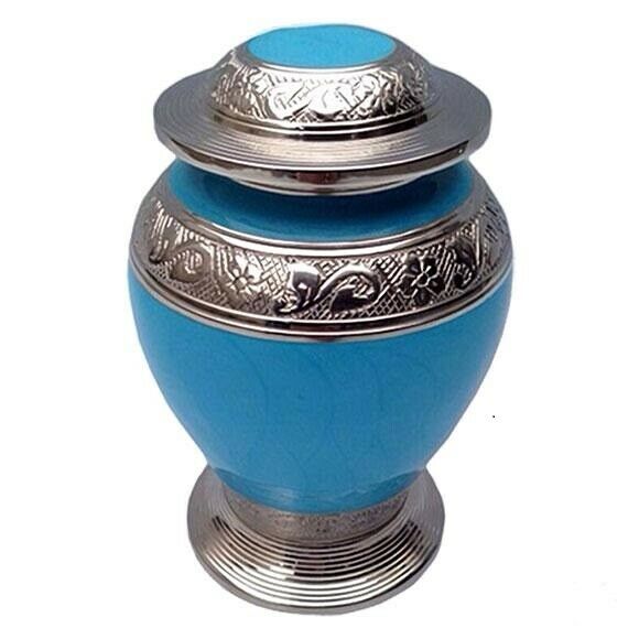 Small/Keepsake 30 Cubic Inch Blue Brass Avondale Infant Funeral Cremation Urn