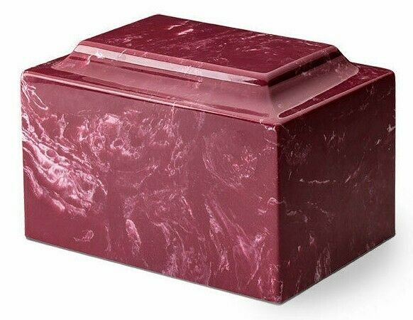 Classic Marble Red 50 Cubic Inches Funeral Cremation Urn For Ashes, TSA Approved
