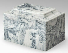 Load image into Gallery viewer, Classic Marble White &amp; Black Oversized 325 Cubic Inch Cremation Urn TSA Approved
