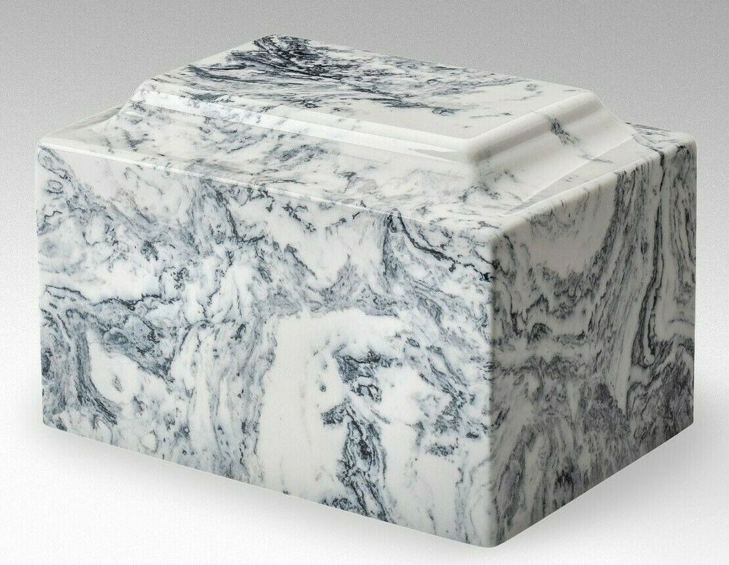 Classic Marble White & Black Oversized 325 Cubic Inch Cremation Urn TSA Approved