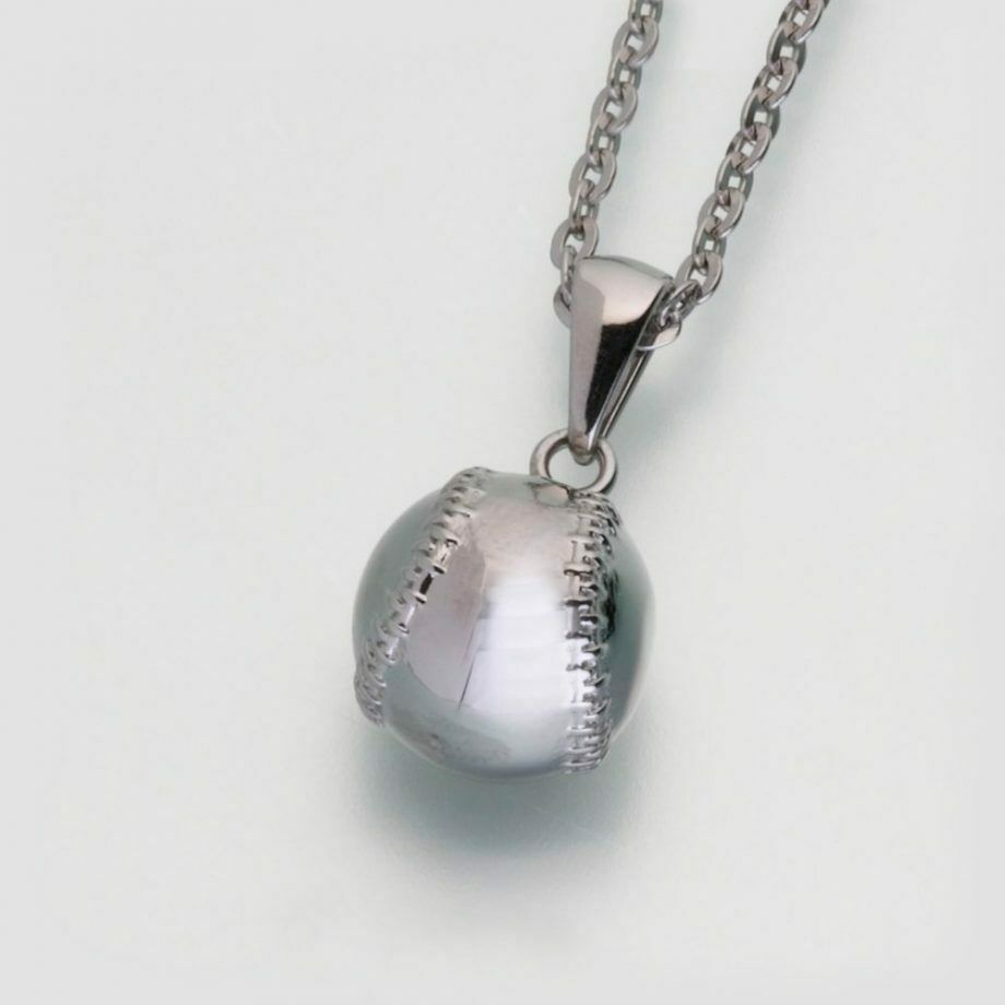 Stainless Steel Baseball Memorial Jewelry Pendant Funeral Cremation Urn