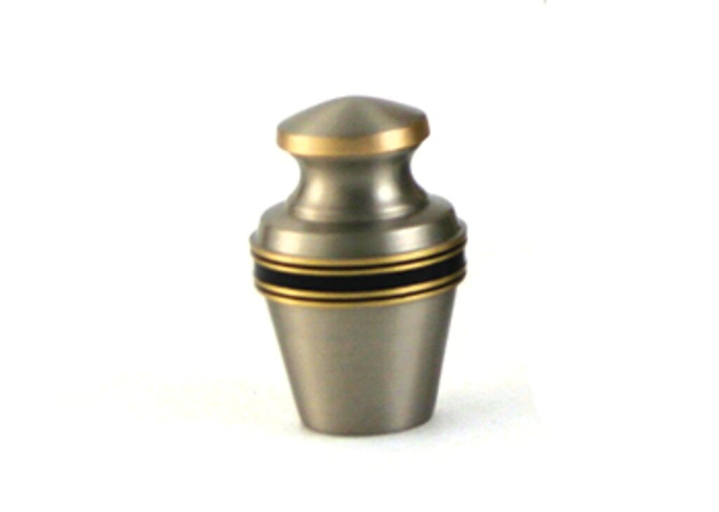 Keepsake Brass Pewter  Funeral Cremation Urn for Ashes, 5 Cubic Inches