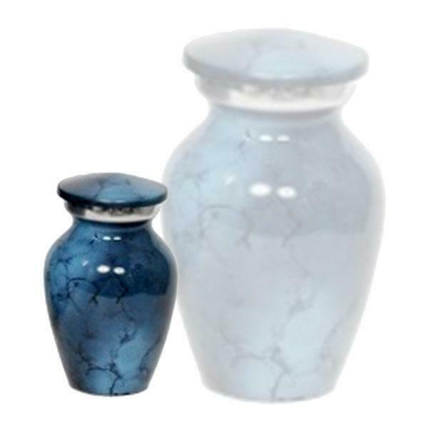 Small/Keepsake 4 Cubic Inch Metal Denim Blue Funeral Cremation Urn for Ashes