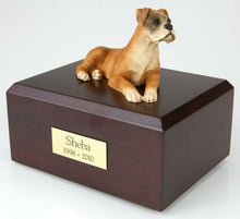 Load image into Gallery viewer, Boxer Ears Down Pet Funeral Cremation Urn Avail in 3 Different Colors &amp; 4 Sizes
