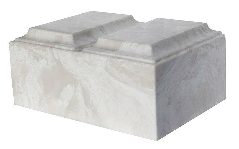 Extra Large Companion Cremation Urn For Ashes Cultured Marble White Tuscany