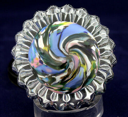 Small/Keepsake 2 Cubic Inch Crystal Ripple Spring Pastels Funeral Cremation Urn