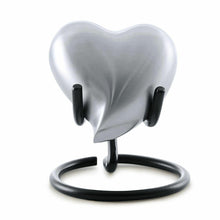 Load image into Gallery viewer, Small/Keepsake 6 Cubic Inch Pewter Heart Funeral Cremation Urn for Ashes w/Stand

