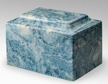 Load image into Gallery viewer, Classic Marble Blue Oversized 325 Cubic Inches Cremation Urn Ashes TSA Approved

