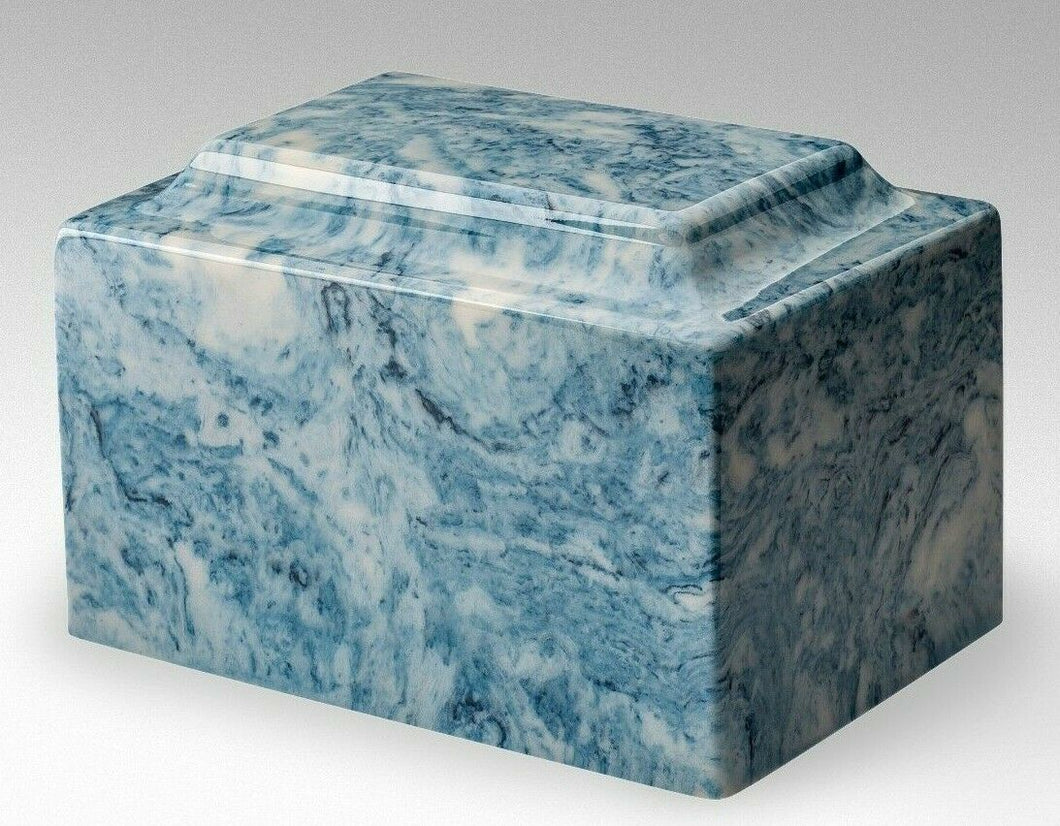 Classic Marble Blue Oversized 325 Cubic Inches Cremation Urn Ashes TSA Approved