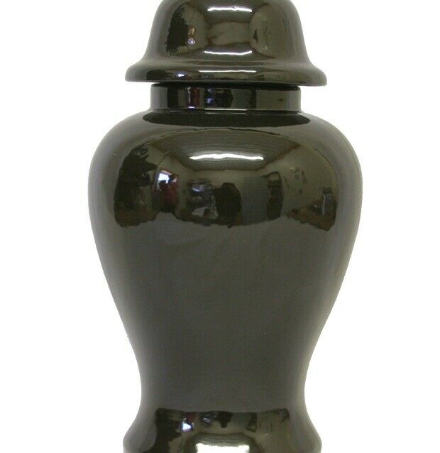 Large/Adult 113 Cubic Inch Black Ceramic Funeral Cremation Urn for Ashes