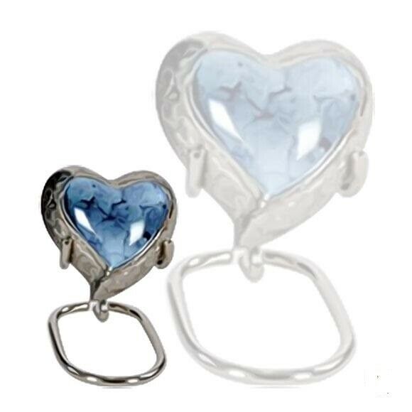 Small/Keepsake 5 Cubic Inch Classic Blue Heart Brass Funeral Cremation Urn