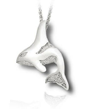 Load image into Gallery viewer, Sterling Silver Orca Whale Funeral Cremation Urn Pendant for Ashes w/Chain
