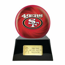 Load image into Gallery viewer, Large/Adult 200 Cubic Inch San Francisco 49ers  Metal Ball on Cremation Urn Base
