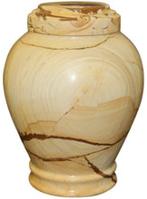 Load image into Gallery viewer, Large/Adult 220 Cubic Inch Embrace Teak Natural Marble Funeral Cremation Urn
