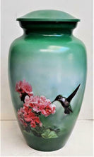Load image into Gallery viewer, Small/Keepsake 3 Cubic Inch Hummingbird Flower Aluminum Cremation Urn for Ashes
