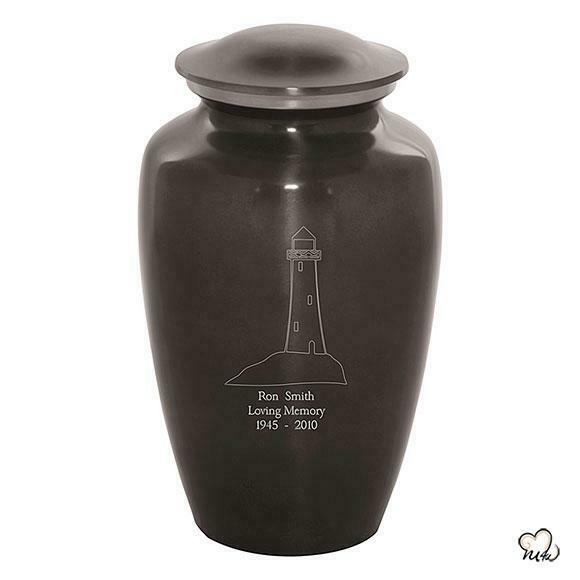 Large/Adult 200 Cubic Inch Custom Engraved Metal Lighthouse Cremation Urn