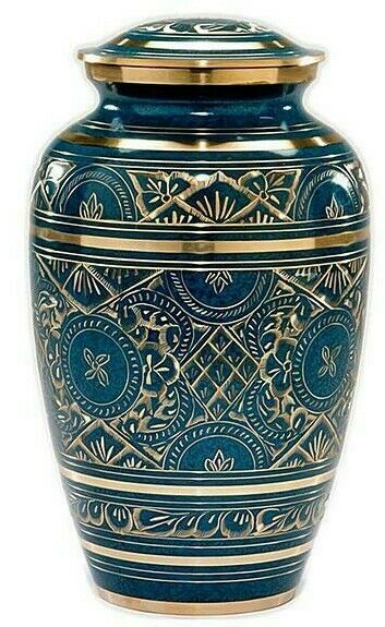 Large/Adult 200 Cubic Inch Brass Caribbean Funeral Cremation Urn for Ashes