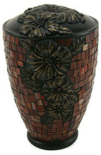 Load image into Gallery viewer, Large/Adult 200 Cubic In Red Mosaic Hibiscus Glass Funeral Cremation Urn
