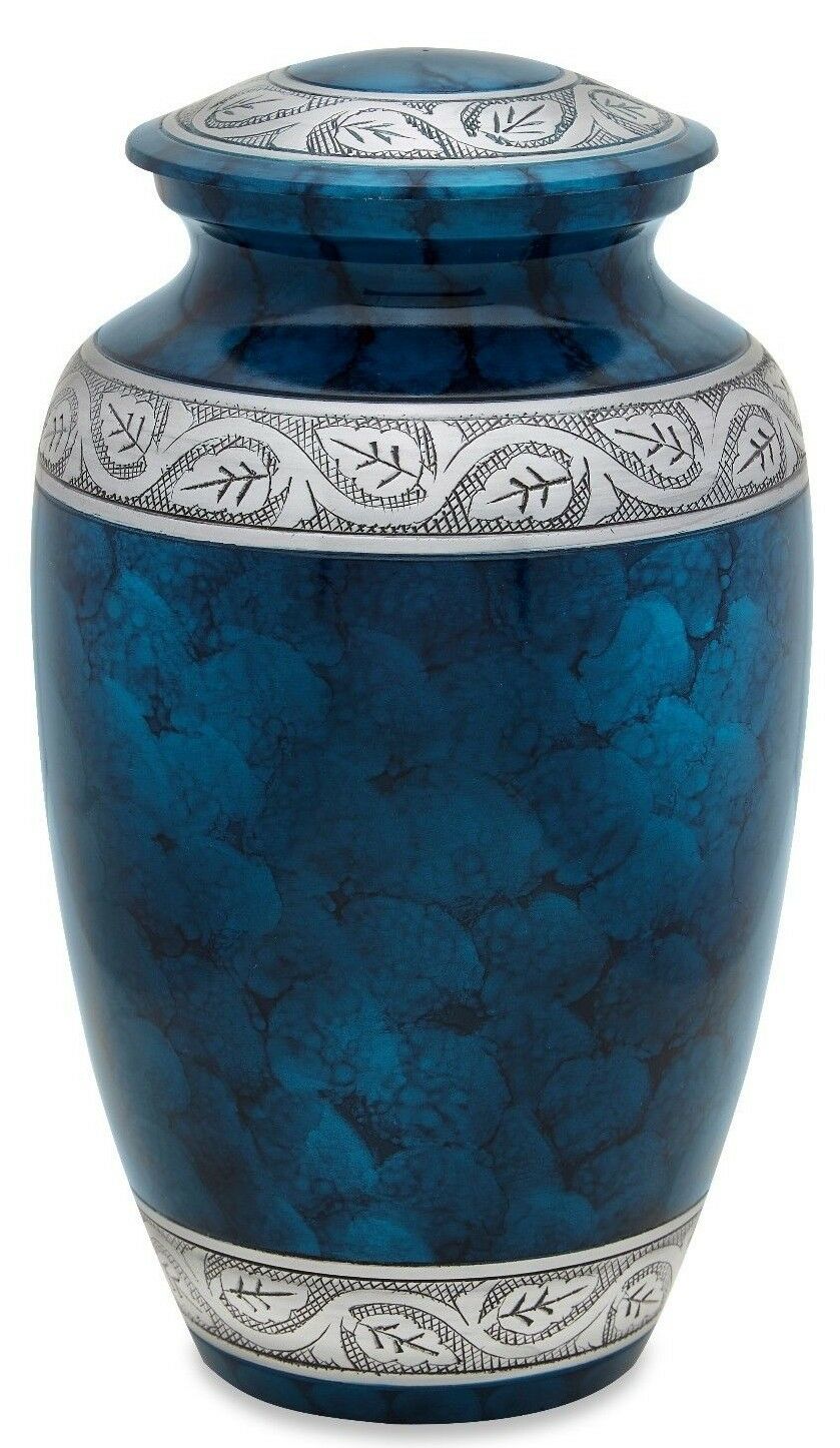 Blue 210 Cubic Inches Large/Adult Funeral Cremation Urn for Ashes