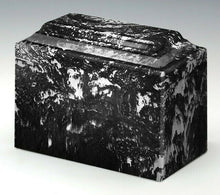 Load image into Gallery viewer, Black/White Niche Cultured Marble Cremation Urn, 210 Cubic Inches, TSA Approved
