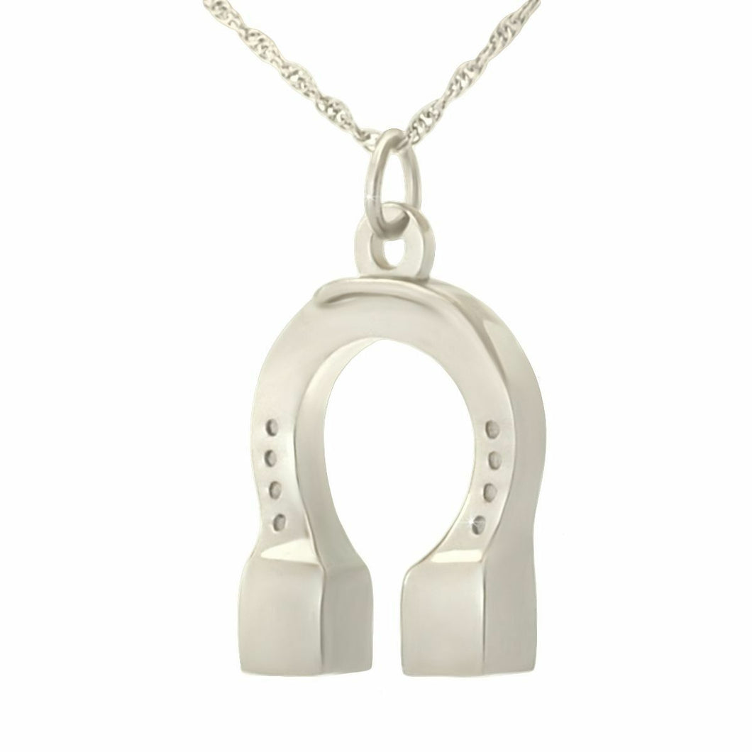 Horse Shoe Stainless Steel Pendant/Necklace Funeral Cremation Urn for Ashes