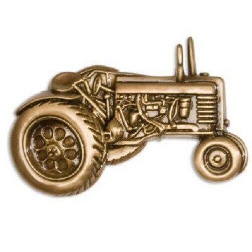 Brass Tractor Applique for Funeral Round Cremation Urn, Pewter Also Available