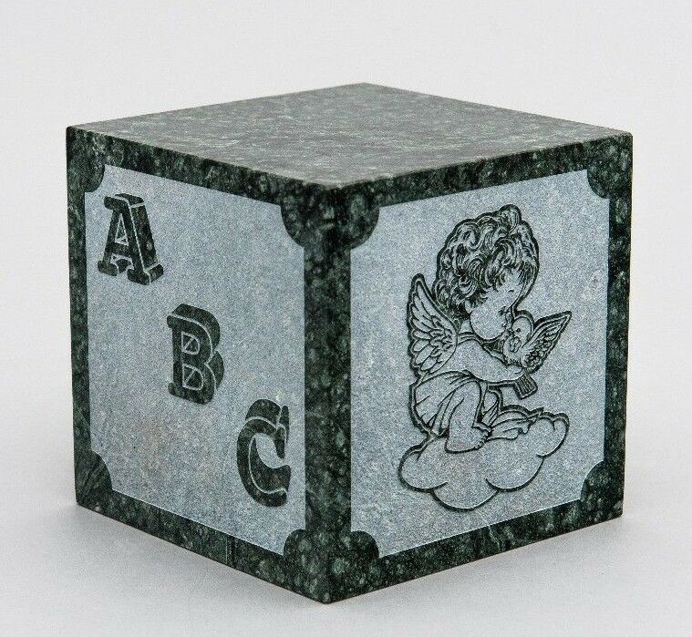 Small/Keepsake Green Natural Marble Infant Urn for Cremation Ashes Angel/Cherub