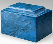 Load image into Gallery viewer, Classic Cultured Marble Blue 50 Cubic Inches Cremation Urn Ashes, TSA Approved

