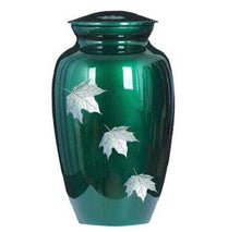 Load image into Gallery viewer, Mother of Pearl Green Leaf Stationery Box Set &amp; 200 Cubic Inch Cremation Urn
