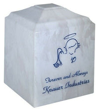 Load image into Gallery viewer, Small/Keepsake 45 Cubic Inch White Angel Cultured Marble Cremation Urn for Ashes
