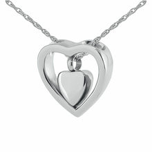 Load image into Gallery viewer, Small/Keepsake Steel Double Heart Pendant Funeral Cremation Urn for Ashes

