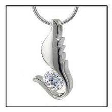 Load image into Gallery viewer, Diamond Wing Sterling Silver Funeral Cremation Urn Pendant w/Chain for Ashes
