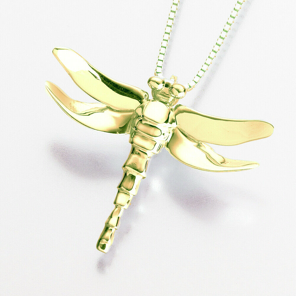 Gold Vermeil Dragonfly  Memorial Jewelry Pendant Funeral Cremation Urn