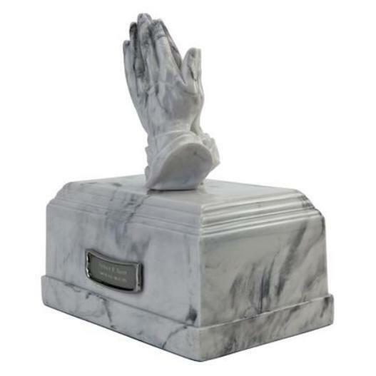 Adult 215 Cubic Inch Hands in Prayer Sculptured Resin Cremation Urn w. Nameplate