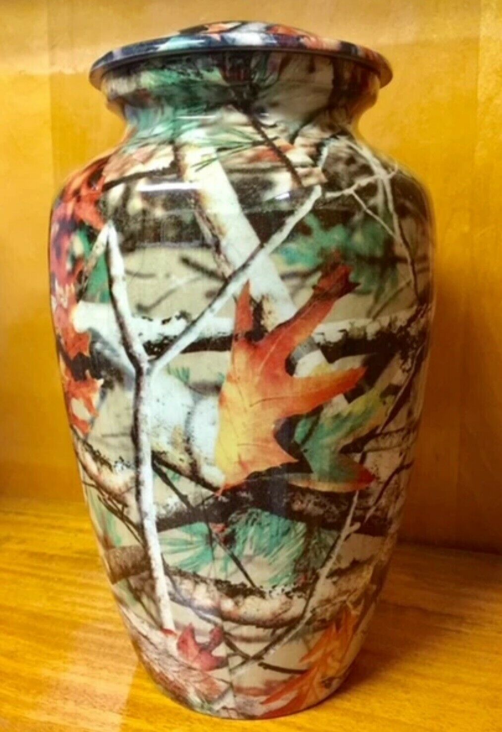 Large/Adult 200 Cubic Inch Hunting Camo III Aluminum Cremation Urn for Ashes