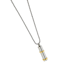 Load image into Gallery viewer, Two-Tone Cylinder Pendant/Necklace Funeral Cremation Urn for Ashes
